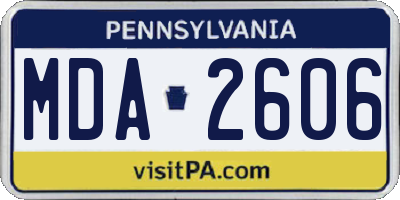 PA license plate MDA2606