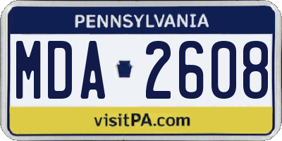 PA license plate MDA2608