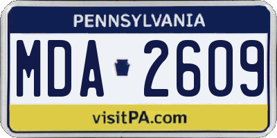 PA license plate MDA2609