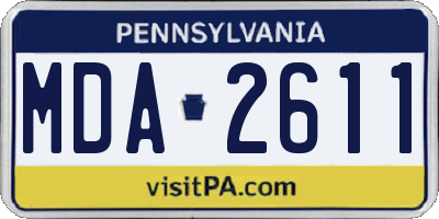 PA license plate MDA2611