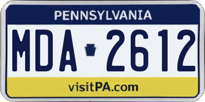 PA license plate MDA2612