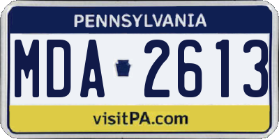 PA license plate MDA2613