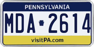 PA license plate MDA2614