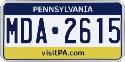 PA license plate MDA2615