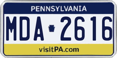PA license plate MDA2616