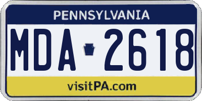 PA license plate MDA2618