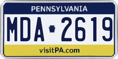 PA license plate MDA2619