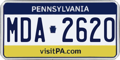 PA license plate MDA2620