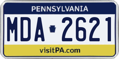 PA license plate MDA2621