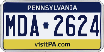 PA license plate MDA2624