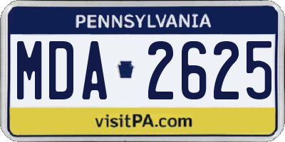 PA license plate MDA2625