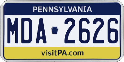PA license plate MDA2626
