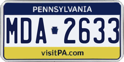 PA license plate MDA2633