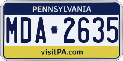 PA license plate MDA2635