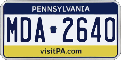PA license plate MDA2640