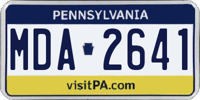 PA license plate MDA2641