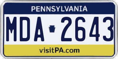 PA license plate MDA2643
