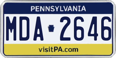 PA license plate MDA2646