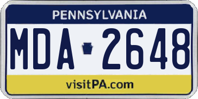 PA license plate MDA2648
