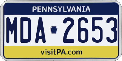 PA license plate MDA2653
