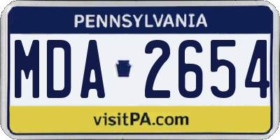PA license plate MDA2654