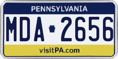 PA license plate MDA2656