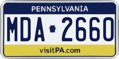 PA license plate MDA2660