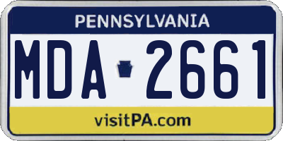 PA license plate MDA2661