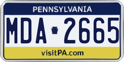 PA license plate MDA2665