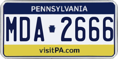 PA license plate MDA2666