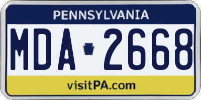 PA license plate MDA2668