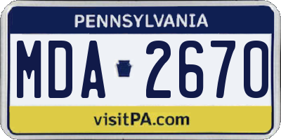 PA license plate MDA2670