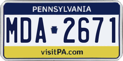 PA license plate MDA2671