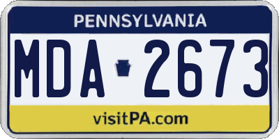 PA license plate MDA2673