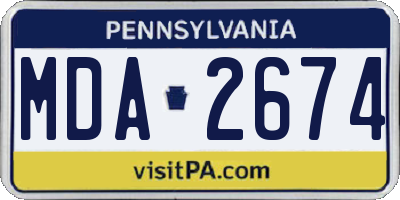 PA license plate MDA2674
