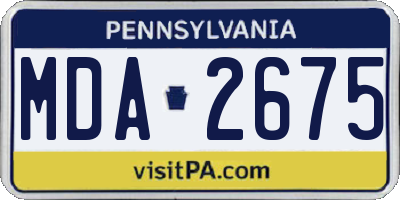 PA license plate MDA2675