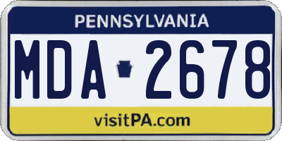PA license plate MDA2678