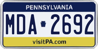 PA license plate MDA2692