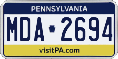 PA license plate MDA2694
