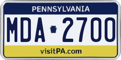 PA license plate MDA2700