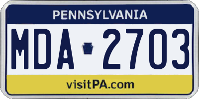 PA license plate MDA2703