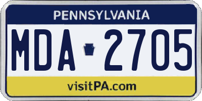 PA license plate MDA2705