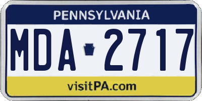 PA license plate MDA2717