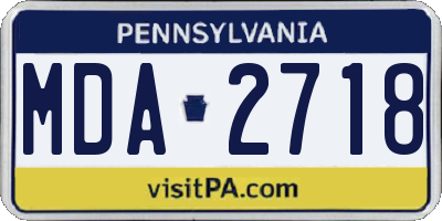 PA license plate MDA2718