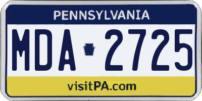 PA license plate MDA2725