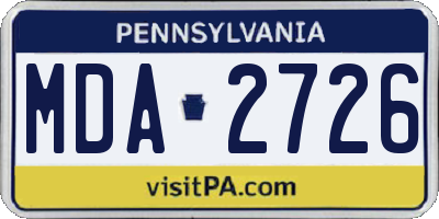 PA license plate MDA2726