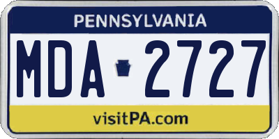 PA license plate MDA2727