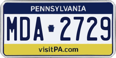 PA license plate MDA2729
