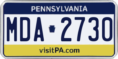PA license plate MDA2730
