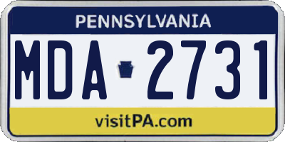 PA license plate MDA2731